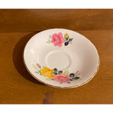 Royal Trent Fine Bone China England Vintage Teacup Saucer Set Pink Yellow Roses