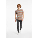 Bench T Shirt men's Large Gray Green Striped Cotton Short Sleeve Scoop Neck