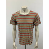 Bench T Shirt men's Large Gray Green Striped Cotton Short Sleeve Scoop Neck