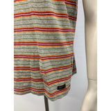 Bench T Shirt men's Large Gray Green Striped Cotton Short Sleeve Scoop Neck