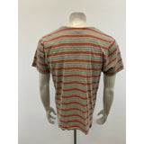 Bench T Shirt men's Large Gray Green Striped Cotton Short Sleeve Scoop Neck