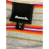 Bench T Shirt men's Large Gray Green Striped Cotton Short Sleeve Scoop Neck