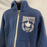 Root's Athletic Kid's Blue Full Zip Sweater with Hoodie Size Small Cotton Blend