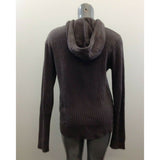 H&M Hooded Ribbed 1/4 Zip Sweater women’s Size Medium Brownish Gray Long Sleeve