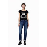 Disney Minnie Mouse Barcode T Shirt Women's Large Black White Graphic Short Slee