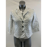 Dressbarn Women's Medium White w/Black Polka Dots Long sleeve Button Up Blazer