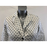 Dressbarn Women's Medium White w/Black Polka Dots Long sleeve Button Up Blazer