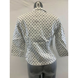 Dressbarn Women's Medium White w/Black Polka Dots Long sleeve Button Up Blazer