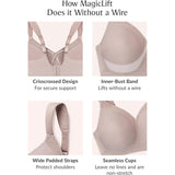 Glamorise womens Magiclift Seamless T-shirt Bra Wirefree #1080 Taupe NWOT