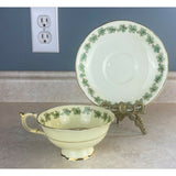 Paragon Double Warrant Green Maple Leaf Yellow Tea Cup & Saucer Ontario Crest