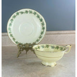 Paragon Double Warrant Green Maple Leaf Yellow Tea Cup & Saucer Ontario Crest