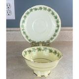 Paragon Double Warrant Green Maple Leaf Yellow Tea Cup & Saucer Ontario Crest
