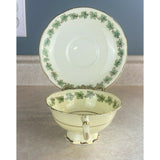 Paragon Double Warrant Green Maple Leaf Yellow Tea Cup & Saucer Ontario Crest