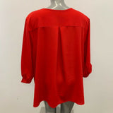 Penningtons Blouse Women's Size 3X Red 3/4 Sleeve V Neck Pocket Polyester/Elasta