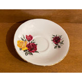 Royal Trent Fine Bone China England Vintage Teacup Saucer Set Red Yellow Roses