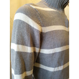 American Eagle1/4 Zip sweater Mens Large Gray Striped Long Sleeve Cotton