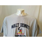 Walt Disney World Men's X-Large Embroidered Mickey Mouse Grey Cotton T shirt