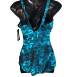 Speedo Swimsuit One Piece Sweetheart Moderate Cut Fancy Floral Ocean Depths 8