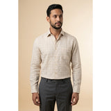 Zara Man Beige Plaid Button Up Dress Shirt Men's Size 17 Cotton Long Sleeve