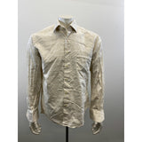 Zara Man Beige Plaid Button Up Dress Shirt Men's Size 17 Cotton Long Sleeve