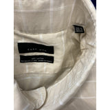 Zara Man Beige Plaid Button Up Dress Shirt Men's Size 17 Cotton Long Sleeve