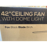 HYPERIKON  42" Ceiling Fan W/Remote Control & Dome Light  New In Box Black & Birch Blades