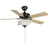 HYPERIKON  42" Ceiling Fan W/Remote Control & Dome Light  New In Box Black & Birch Blades