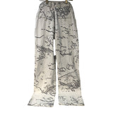 maison blanche All-Gender 100% Cotton Pants Asymetrical White Gray Print Medium