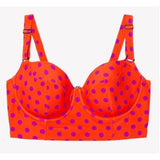 Smart & Sexy 34DD Long Lined Underwire Bikini Top Bright Polka Dot Style SA625