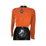 Zaful Women's 8 Cropped Argyle Orange Sweater Long sleeve Viscose/Spandex/Nylon NWT