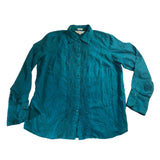 Northern Reflections Women's Tailored Blouse Teal Polyester Medium Long Sleeve