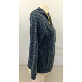 Bench Women's Blue Black Cheetah Print Long Sleeve Full Zip Jacket Size Medium