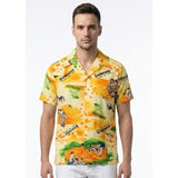 Bajan Tropical All Over Print Button Up Shirt Men's Medium Graphic Short Sleeve