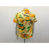 Bajan Tropical All Over Print Button Up Shirt Men's Medium Graphic Short Sleeve