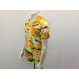 Bajan Tropical All Over Print Button Up Shirt Men's Medium Graphic Short Sleeve