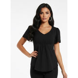 Old Navy Maternity Top Women's Size Medium Black Rayon Short Sleeve V Neck