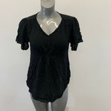 Old Navy Maternity Top Women's Size Medium Black Rayon Short Sleeve V Neck