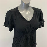 Old Navy Maternity Top Women's Size Medium Black Rayon Short Sleeve V Neck