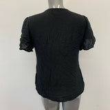 Old Navy Maternity Top Women's Size Medium Black Rayon Short Sleeve V Neck