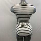 Banana Republic Women's S Top White Striped Chris Cross Fold Tie String in the Front Low V Neck Top Size Small