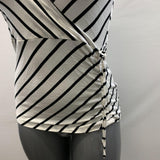 Banana Republic Women's S Top White Striped Chris Cross Fold Tie String in the Front Low V Neck Top Size Small
