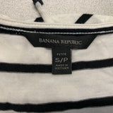 Banana Republic Women's S Top White Striped Chris Cross Fold Tie String in the Front Low V Neck Top Size Small