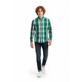 Aeropostale Men's Long Sleeve Blue Green Plaid Button Down Shirt Size Medium