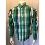 Aeropostale Men's Long Sleeve Blue Green Plaid Button Down Shirt Size Medium