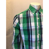 Aeropostale Men's Long Sleeve Blue Green Plaid Button Down Shirt Size Medium