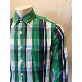 Aeropostale Men's Long Sleeve Blue Green Plaid Button Down Shirt Size Medium