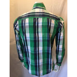 Aeropostale Men's Long Sleeve Blue Green Plaid Button Down Shirt Size Medium