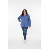 Maggie Barnes Button Up Blouse Women's Size 24W Blue Long Sleeve Lyocell Blend Top NEW