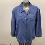Maggie Barnes Button Up Blouse Women's Size 24W Blue Long Sleeve Lyocell Blend Top NEW