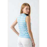 Puma Golf Women's XL sleeveless Golf shirt blue striped poly/spandex pre-owned